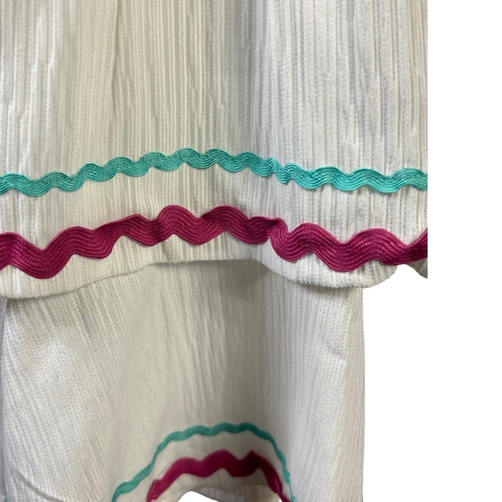 Entro Blouse S White Tiered Sleeve Off Shoulder Smocked Neck Crepe Boho Chic New - Picture 3 of 10